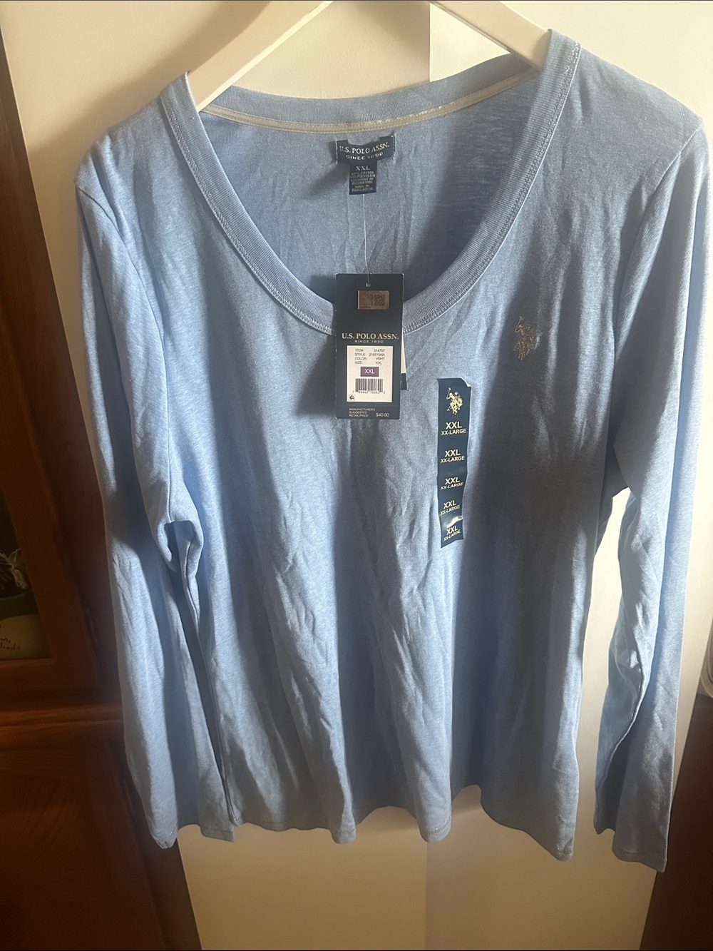 U.S. Polo Assn. Women’s Long Sleeve Scoop Neck Shirt - Light Blue